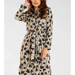 Kleid In Beige/ Schwarz