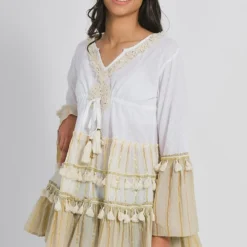 Kleid In Weiß/ Beige 11 Kleid In Weiß/ Beige -Angebote Zart Stil Store ble kleid in weiss beige 4