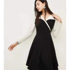 Kleid In Schwarz/ Beige