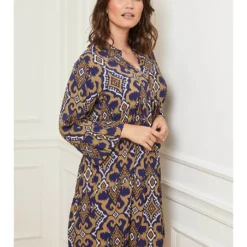 Kleid In Blau/ Beige -Angebote Zart Stil Store curvy lady kleid in blau beige 2