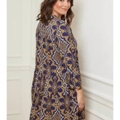 Kleid In Blau/ Beige -Angebote Zart Stil Store curvy lady kleid in blau beige 3