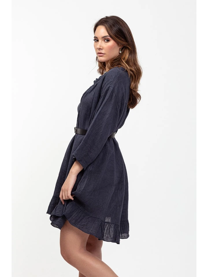 Leinen-Kleid "Eden" In Dunkelblau 5 Leinen-Kleid "Eden" In Dunkelblau – Bild 3