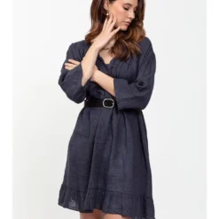 Leinen-Kleid "Eden" In Dunkelblau