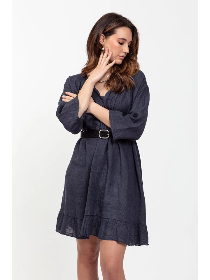 Leinen-Kleid "Eden" In Dunkelblau 3 Leinen-Kleid "Eden" In Dunkelblau