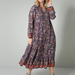 Web-Kleid In Marineblau, Beige, Rost 11 Web-Kleid In Marineblau, Beige, Rost -Angebote Zart Stil Store janet and joyce web kleid in marineblau beige rost 3 scaled