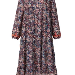 Web-Kleid In Marineblau, Beige, Rost