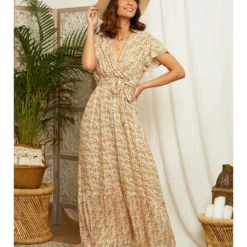 Kleid In Weiß/ Gelb