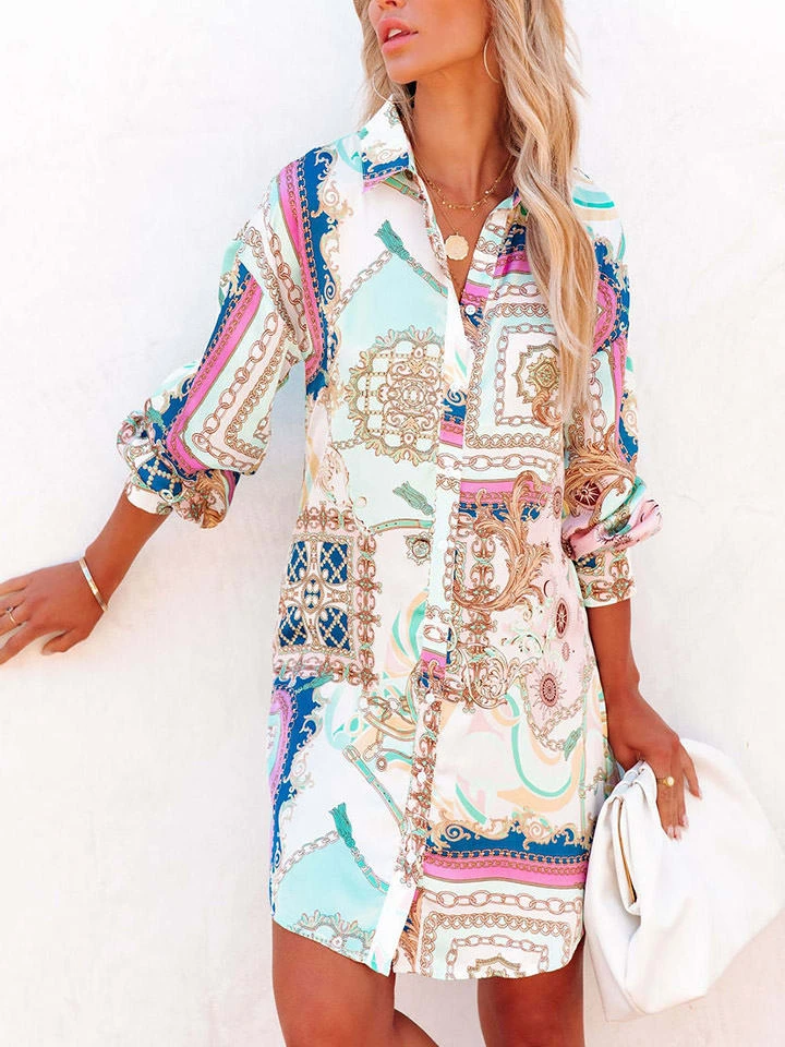 Kleid In Creme/ Bunt 3 Kleid In Creme/ Bunt