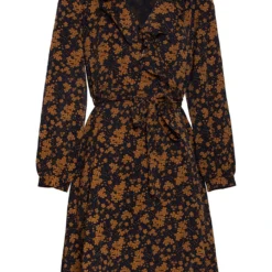 Kleid In Dunkelblau/ Braun