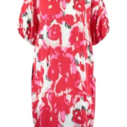 Taifun Kleid Aus Satinierter Viskose Rose Kiss Gemustert