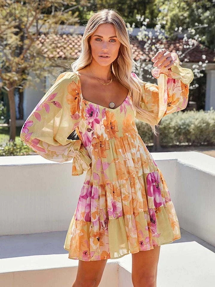 Kleid In Gelb/ Pink 4 Kleid In Gelb/ Pink – Bild 2