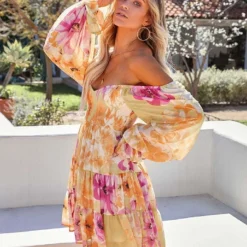 Kleid In Gelb/ Pink 7 Kleid In Gelb/ Pink -Angebote Zart Stil Store tina kleid in gelb pink 2