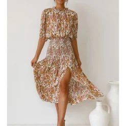 Kleid In Hellbraun/ Weiß 8 Kleid In Hellbraun/ Weiß -Angebote Zart Stil Store tina kleid in hellbraun weiss 2