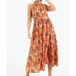 Kleid In Gelb/ Orange/ Bunt